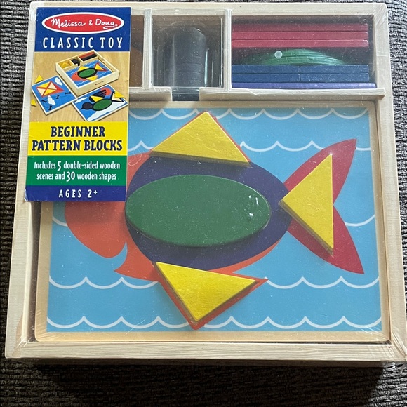 Melissa & Doug Colorful Wooden Pattern Blocks Set NWT - Picture 1 of 3